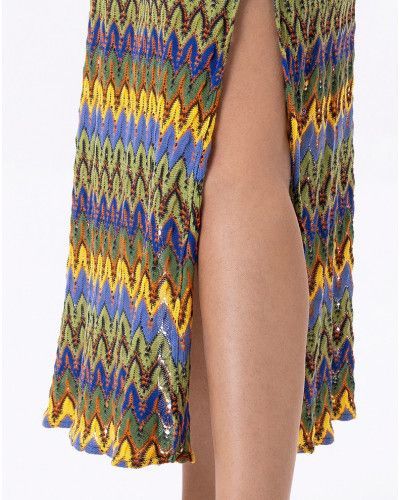 Robe maille ajourée Le Chat Bahia (Bleu Multicolore)