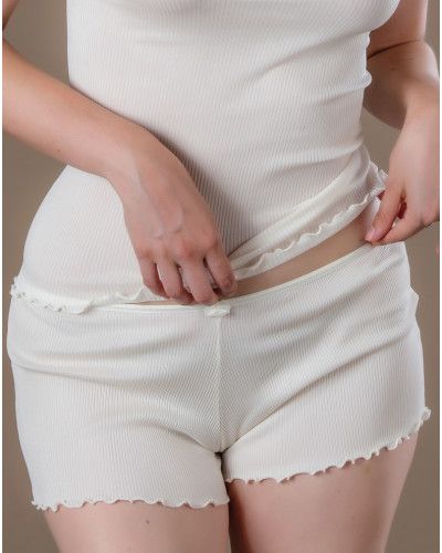 Shorts de noche 100% seda Moretta (Blanco)