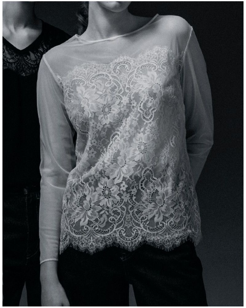Mesh and lace top Oscalito 7442 (Ivoire)
