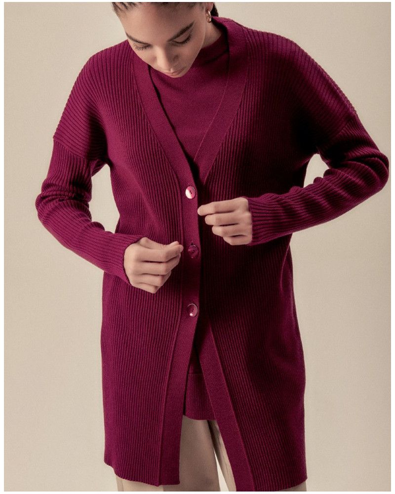 Cardigan 100% wool Oscalito 7478 (Sangria)