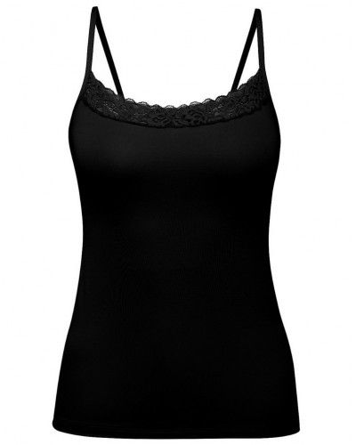 Top à fines bretelles coton Calida Natural Comfort Lace (Noir)