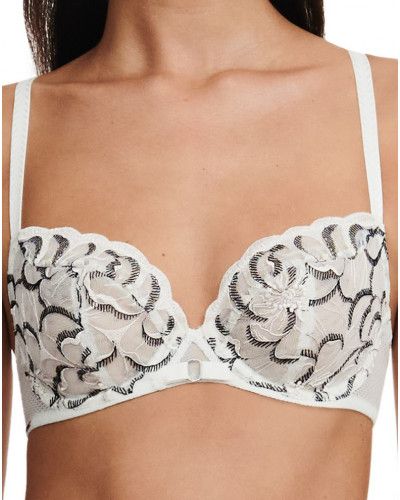 Underwired envelopping bra Chantelle Fleurs (Milk/Noir)
