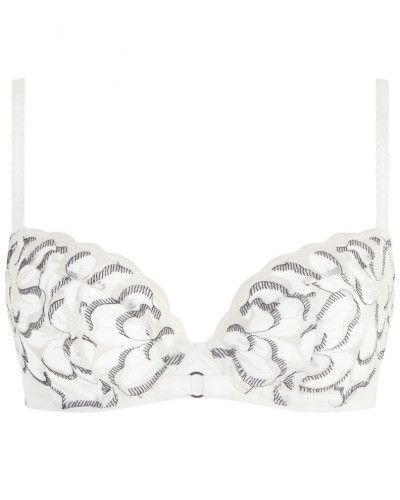 Underwired envelopping bra Chantelle Fleurs (Milk/Noir)