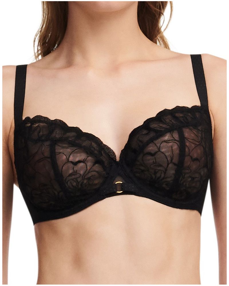 Sujetador con aros Chantelle Fleurs (Negro)