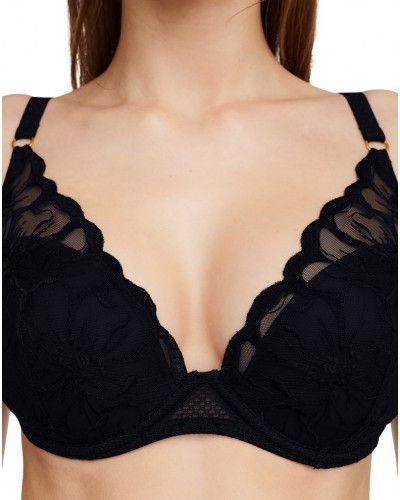 Sujetador preformado plunge Chantelle Fleurs (Negro)