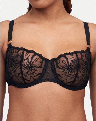 Sujetador corbeille balconette Chantelle Fleurs (Negro)