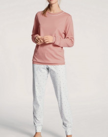 Pyjama long à bande élastique Calida Sweet Dreams 100% coton interlock (Rose bud)