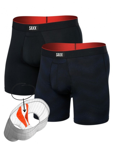 Lot de 2 boxers à braguette Saxx Sport Mesh (Chevron/Noir)