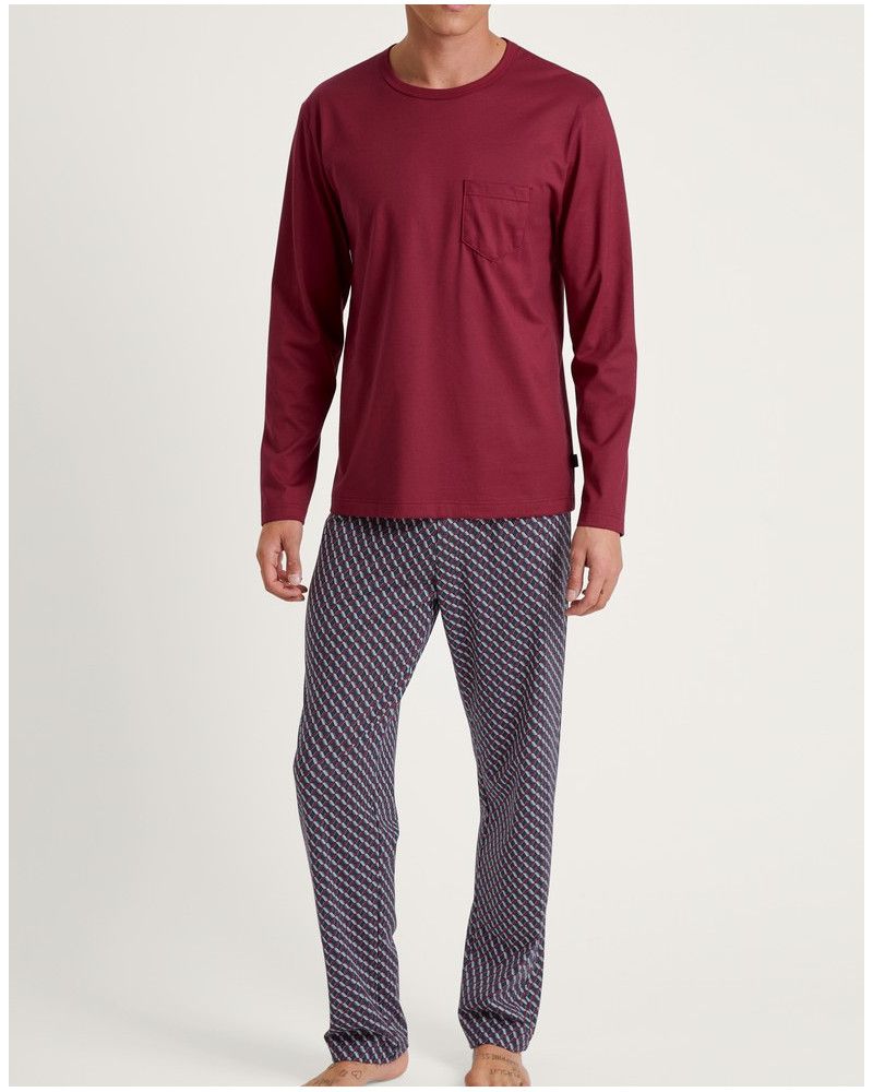 Pyjama long Calida Relax Imprint 100% cotton (Mars Red)