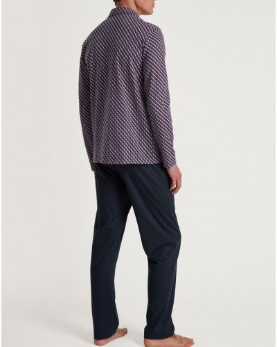 Pyjama long butonned Calida Relax Imprint 100% cotton (Mars Red)