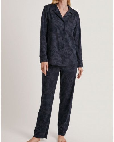 Pyjama manches longues boutonné Calida Winter Dreams 100% Coton (Dark Lapis Blue)