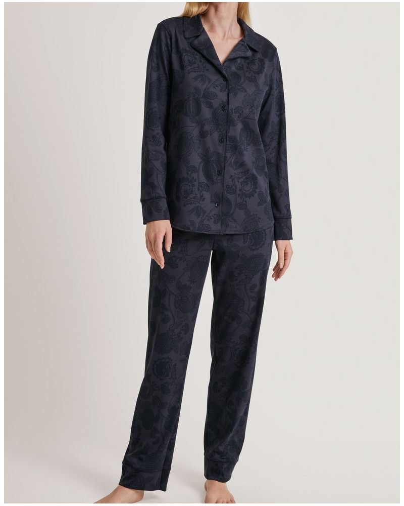 Pyjamas long sleeve butonned Calida Winter Dreams 100% Cotton (Dark Lapis Blue)