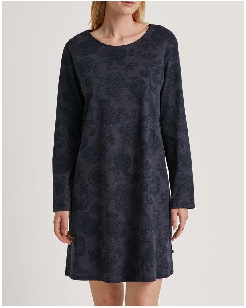 Nightdress long sleeves Calida Winter Dreams 100% cotton (Dark Lapis Blue)