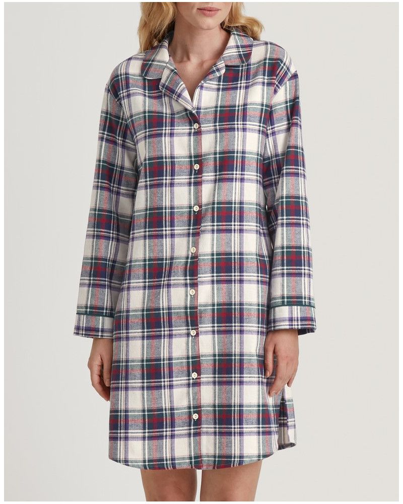 Nightdress long sleeves Calida Holiday Dreams 100% cotton (Charm Cream)