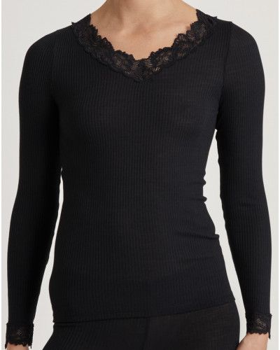 Top mangas largas Calida Lana & Seda Joy (Negro)