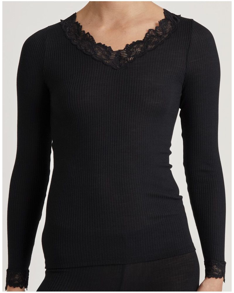 Top mangas largas Calida Lana & Seda Joy (Negro)