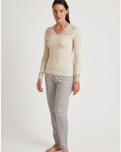 Long sleeves top Calida Silky Wool Glam (Charm Cream)