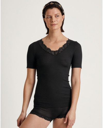 Short-sleeved Top Calida Silky Wool Joy (Black)