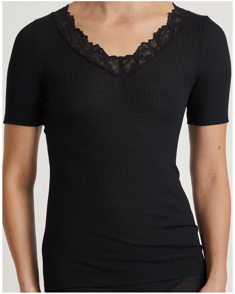 Camiseta de manga corta Calida Lana & Seda Joy (Negro)