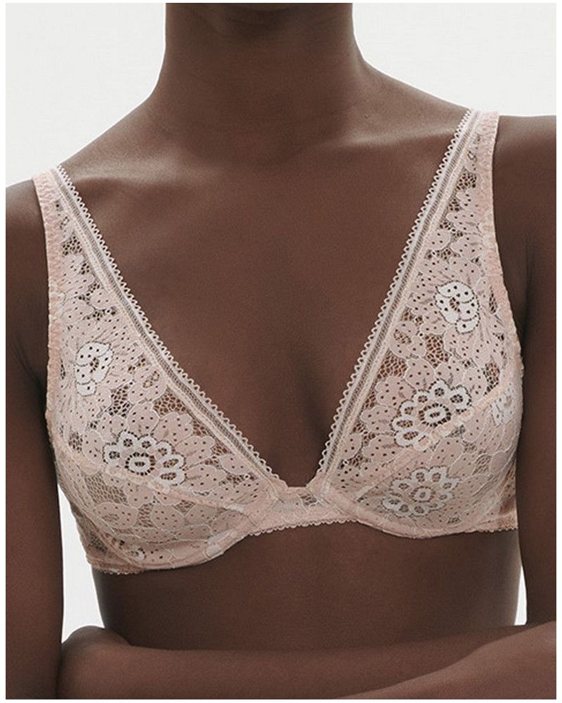 Triangle bra with underwiring Simone Pérèle Festive (Rose Ballet)