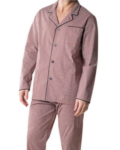 Long pyjama in 100% cotton Eminence (Imprimé losanges terracota)