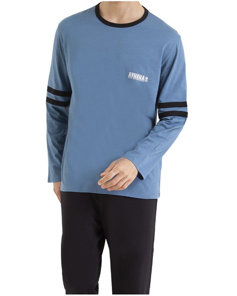 Long pyjama 100% cotton Athena Ecopack Construction (Bleu/Noir)