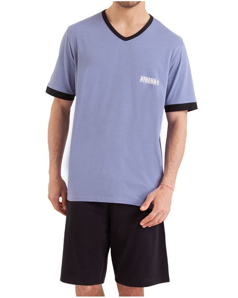 Short pyjamas 100% cotton Athena Ecopack Construction (Gris Parme/Noir)