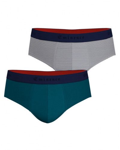 Lot de 2 slips Eminence fabriqués en France (Marinière/bleu cobalt)