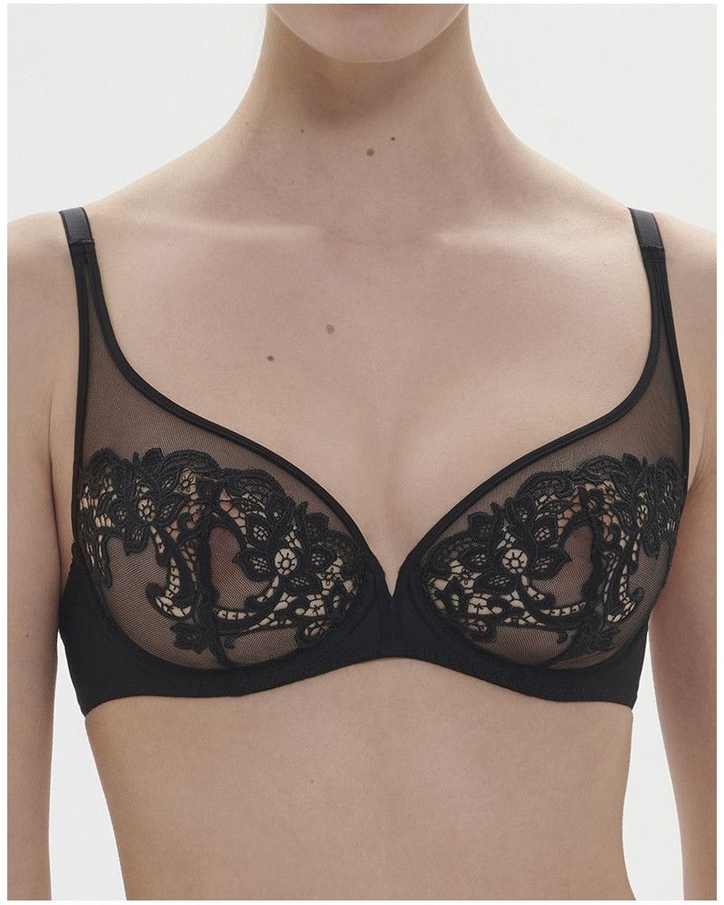 Plunging underwired bra Simone Pérèle Saga (Black)