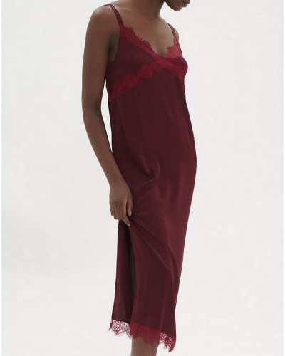 Long nightdress Simone Pérèle Satin Secrets (Rouge Spinelle)