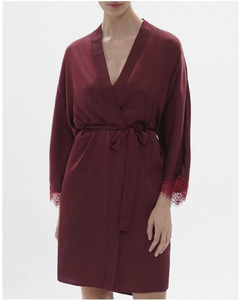 Kimono Simone Pérèle Satin Secrets (Rouge Spinelle)