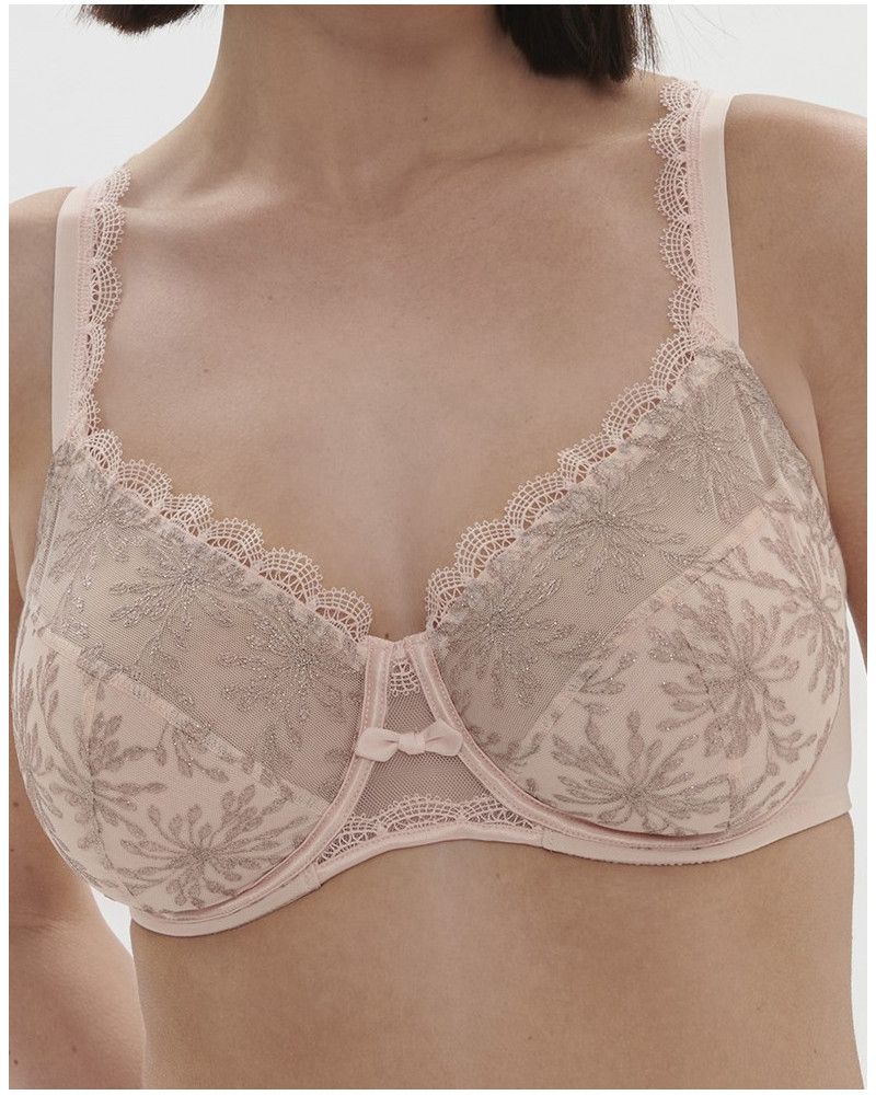 Interlocking underwired bra Simone Pérèle Singulière (Poudre Pétale)