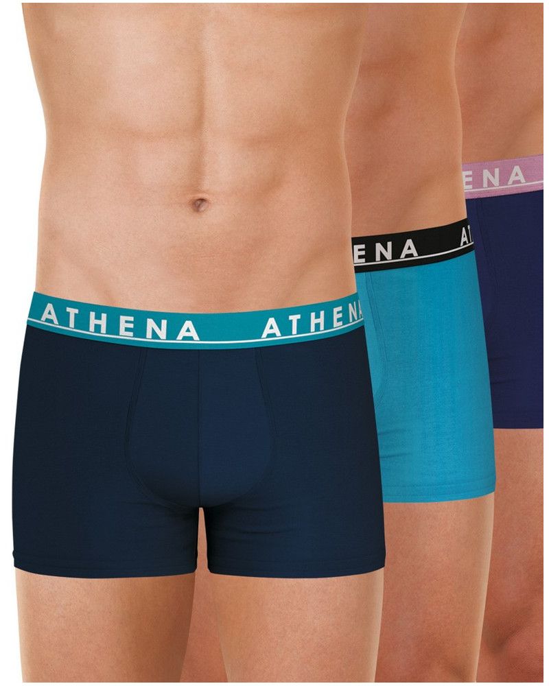 Paqueta de 3 Boxers Athena coton Easy Color (Marine-Bleu-Marine)