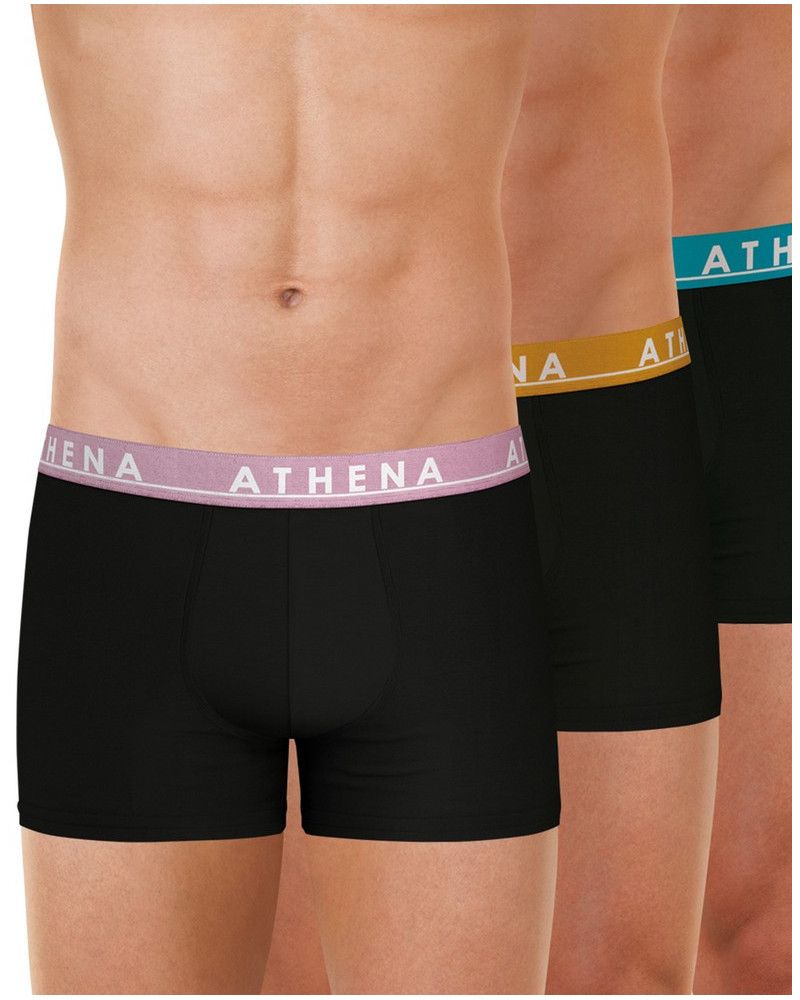 Paqueta de 3 Boxers Athena coton Easy Color (Noir Imprimé)
