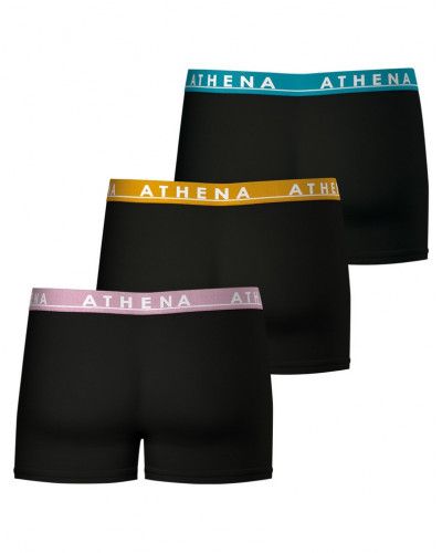Lot de 3 Boxers Athena coton Easy Color (Noir Imprimé)