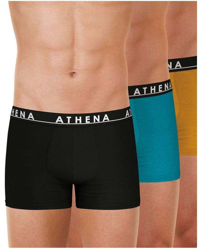 Set of 3 Boxers Athena coton Easy Color (Noir-Bleu-Orange)