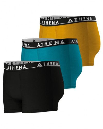 Set of 3 Boxers Athena coton Easy Color (Noir-Bleu-Orange)