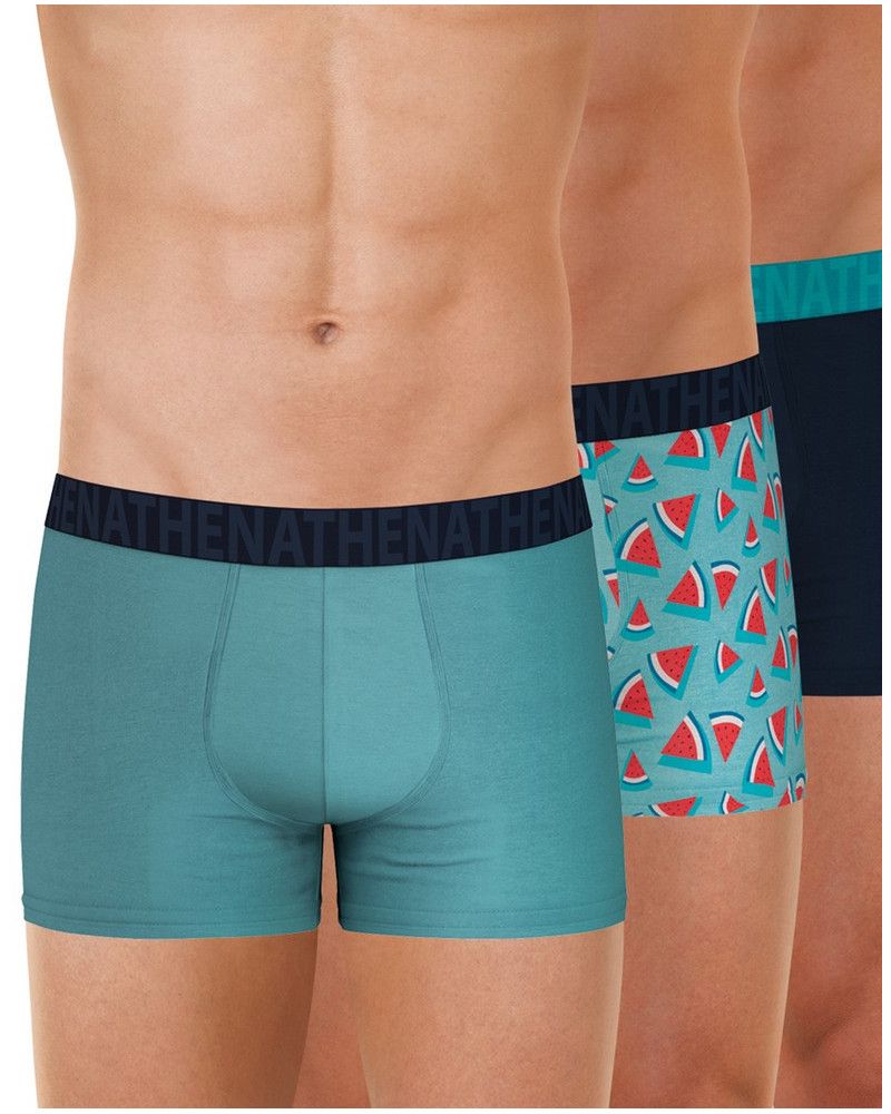 Set of 3 Boxers Athena coton Easy Fun (Print Blue)
