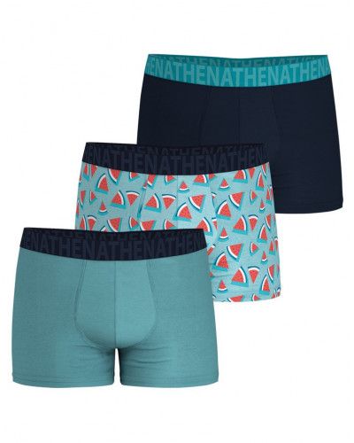 Set of 3 Boxers Athena coton Easy Fun (Print Blue)