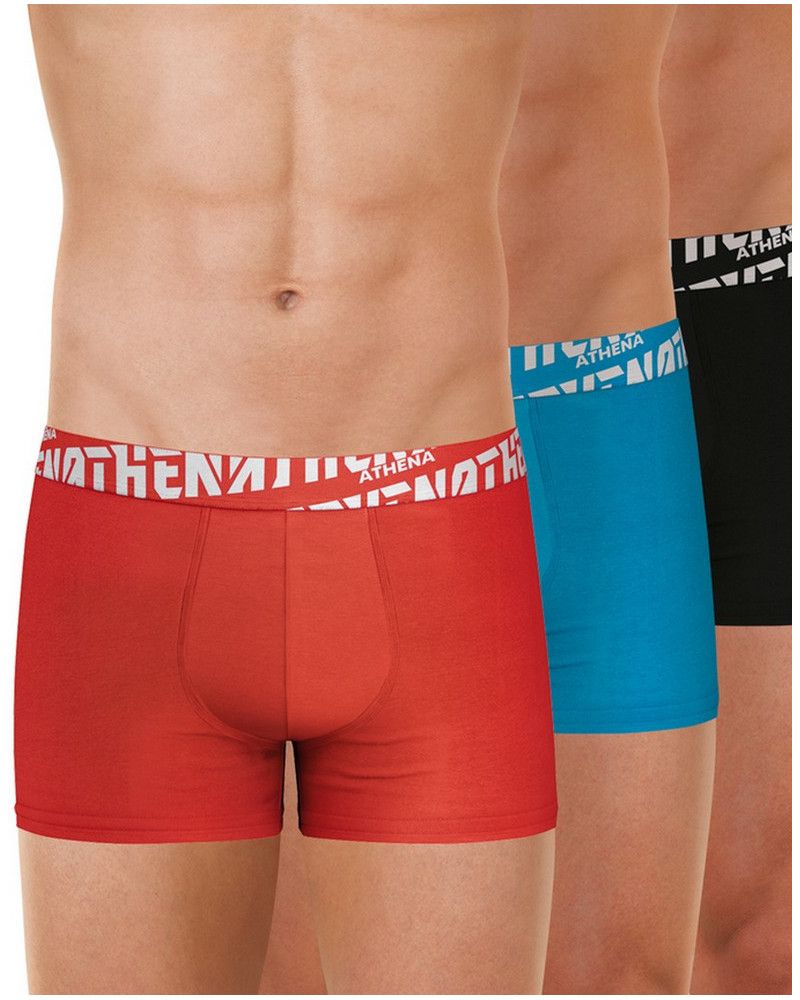 Paquete de 3 Boxers Athena coton Easy Sport (Rouge-Bleu-Noir)