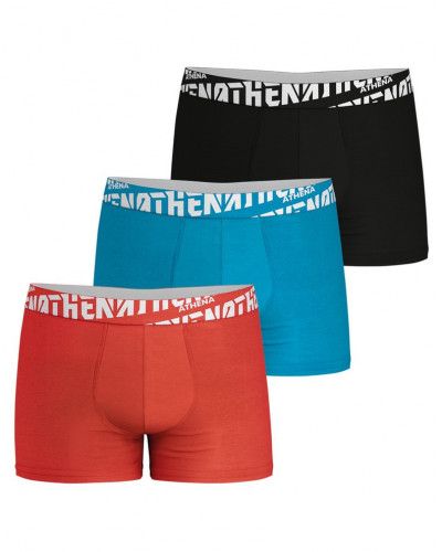 Lot de 3 Boxers Athena coton Easy Sport (Rouge-Bleu-Noir)