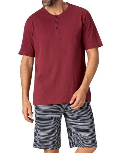 Short pyjama in 100% cotton Eminence Jersey (Bordeaux/Imprimé)