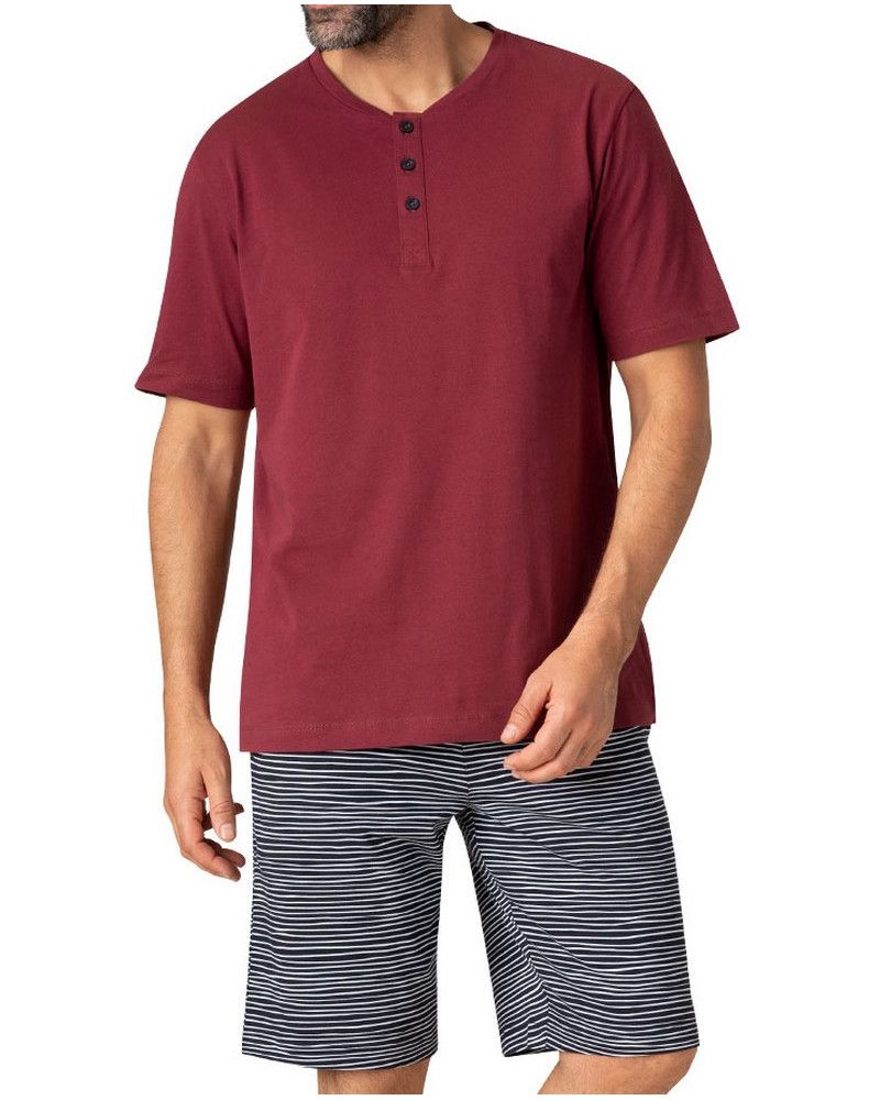 Short pyjama in 100% cotton Eminence Jersey (Bordeaux/Imprimé)
