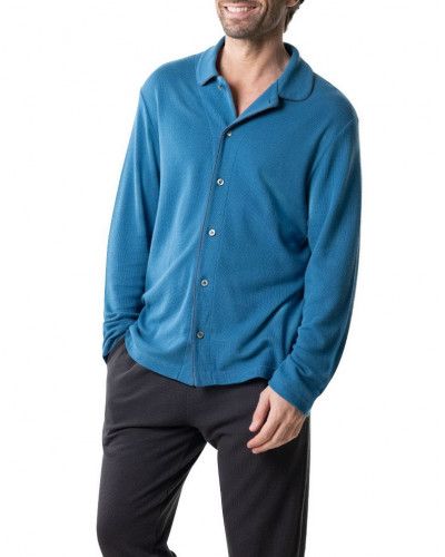 Pyjama long en Jersey Eminence (Bleu/Anthracite)