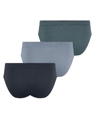 Set of 3 Eminence 100% cotton briefs (Black/Grey/Print)