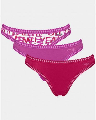 String coton Sloggi Go Crush (Lot de 3) (Imprimé/Rose/Rouge)
