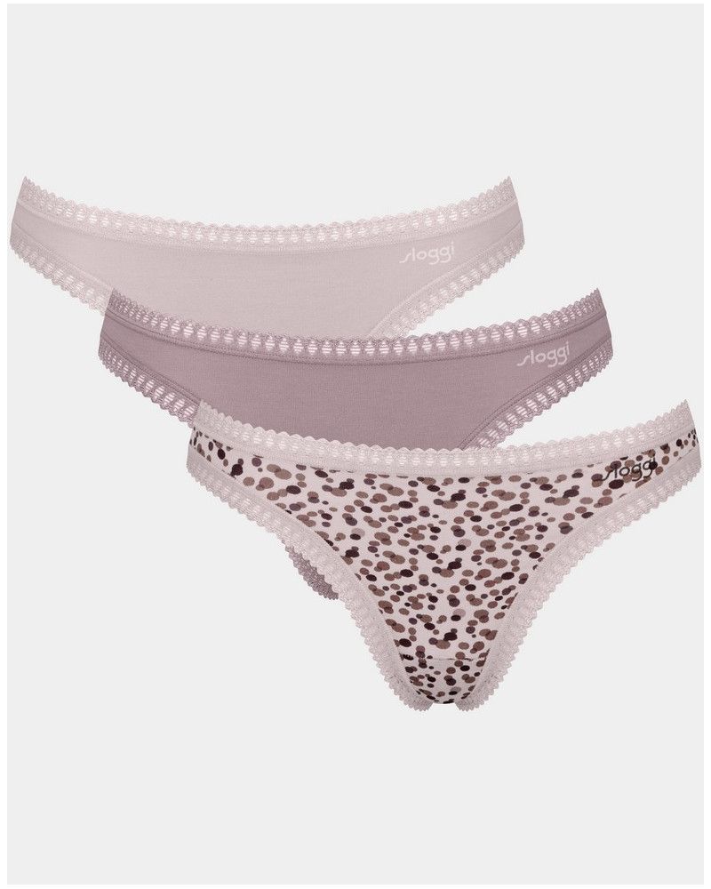 String coton Sloggi Go Crush (Lot de 3) (Imprimé/Beige/Marron)
