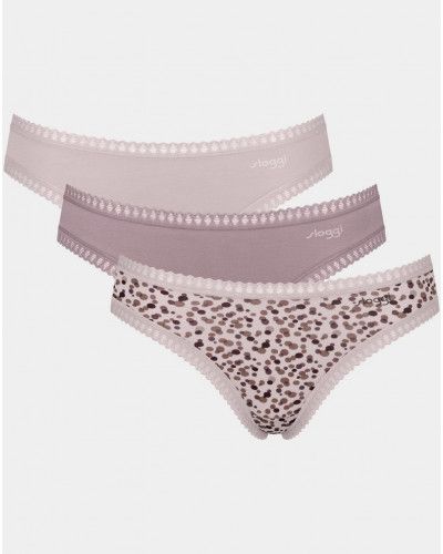Slip mini coton Sloggi GO Crush (Lot de 3) (Beige/Marron/Imprimé)