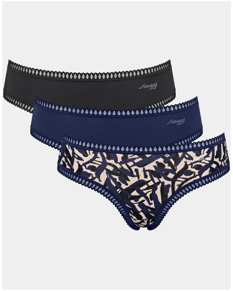 Hipster coton Sloggi GO Crush (Lot de 3) (Noir/Marine/Imprimé)