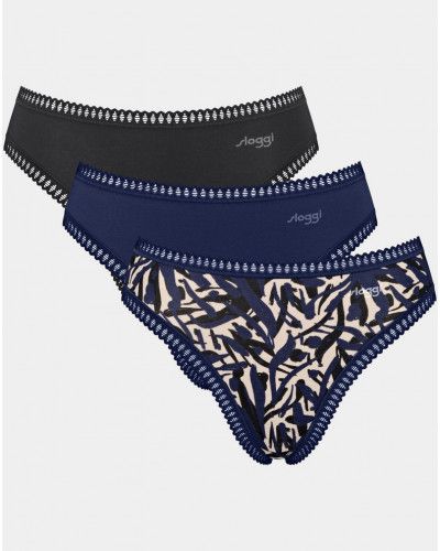 Braguitas de corte alto algodón Sloggi GO Crush (Lote de 3) (Noir/Marine/Imprimé)